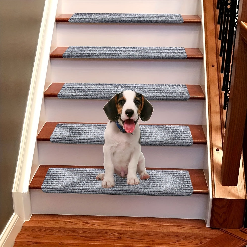 10pcs Bullnose Carpet Stair Treads Set Non Slip Washable Soft Skid Resistant