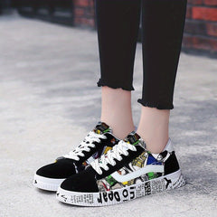 Women's Lace Up Canvas Board Sneakers Lightweight Low Top Sports Shoes