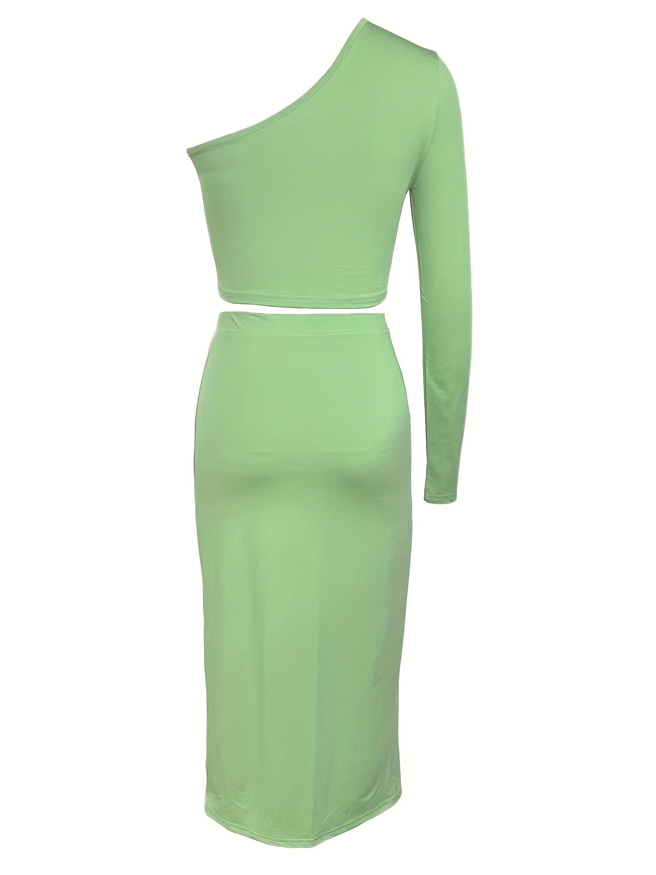 One Shoulder Crop Top & Bodycon Skirt Set Women's Clothing
