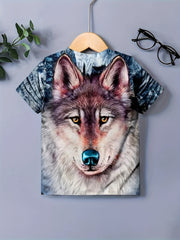 Kids Wolf Graphic Tees Stylish Casual T-shirt