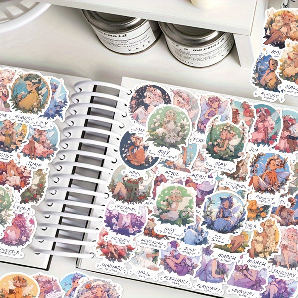 50pcs Flower Elf Stickers For Luggage Notebook Decor