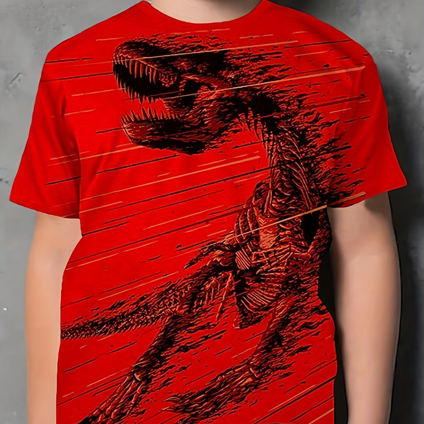 Stylish Dino 3D Print Kid's Graphic T-shirt for Summer Fun