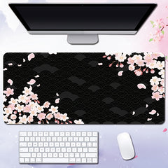 Cherry Blossoms Mouse Pad Thick Rubber Edged Keyboard Desk Pad