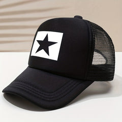 Pentagram Print Baseball Cap Mesh Trucker Hat Adjustable Lightweight Sun Hat