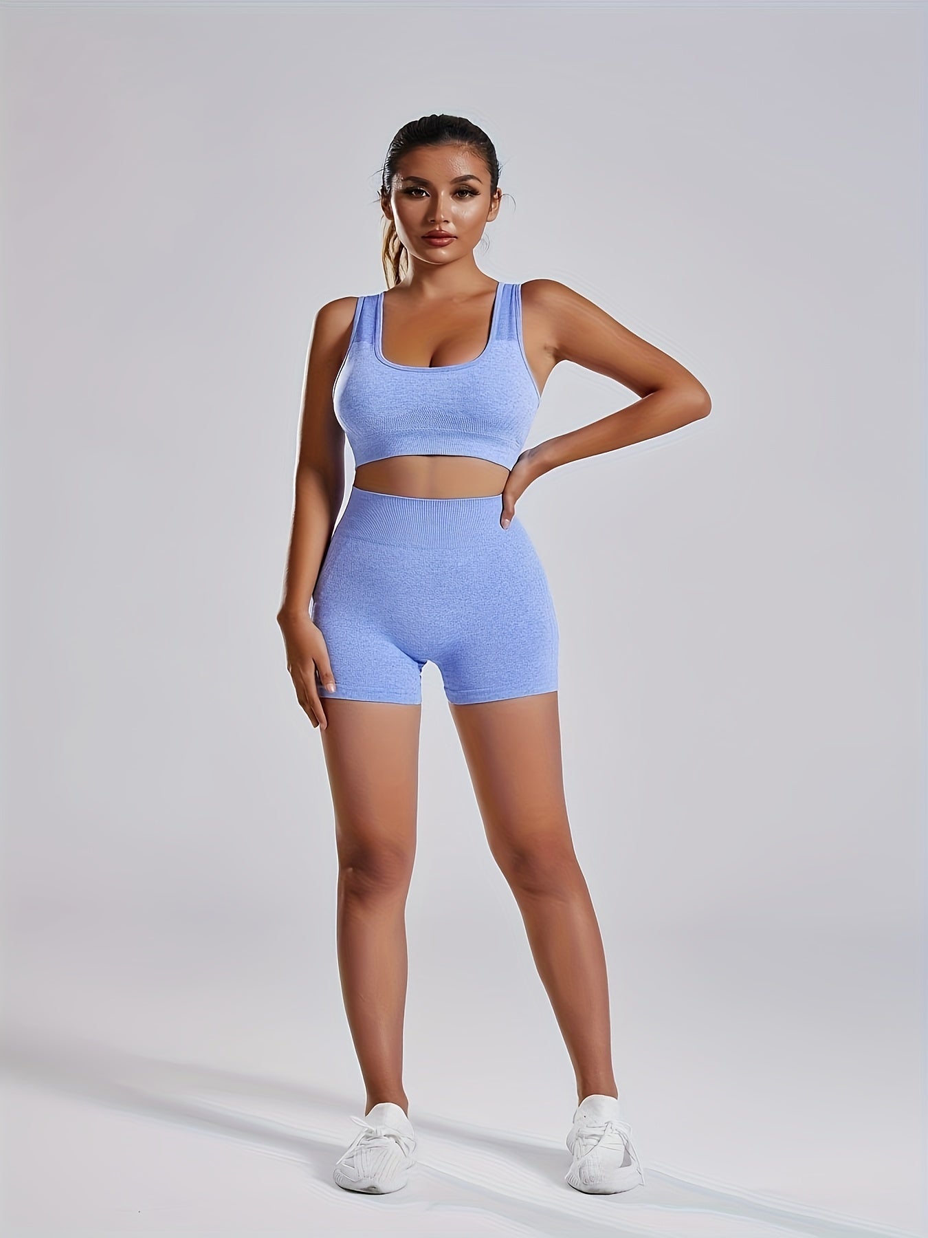 Yoga Set Sports Bra & High Waist Shorts Women's Activewear