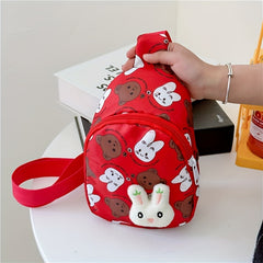 Kids Cartoon Rabbit Bear Chest Bag Casual Nylon Crossbody Bag for Girls