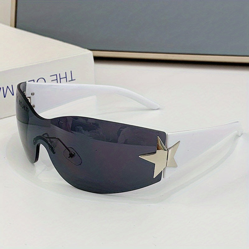 Rimless Y2K Sunglasses Wrap Around Oversized Frameless Sun Glasses