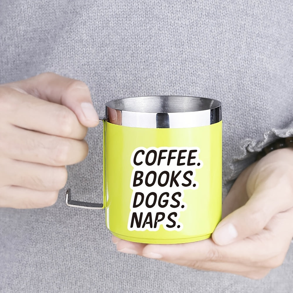 Coffee Books Dogs Naps Sticker Set - Dog Rescue Laptop Decals