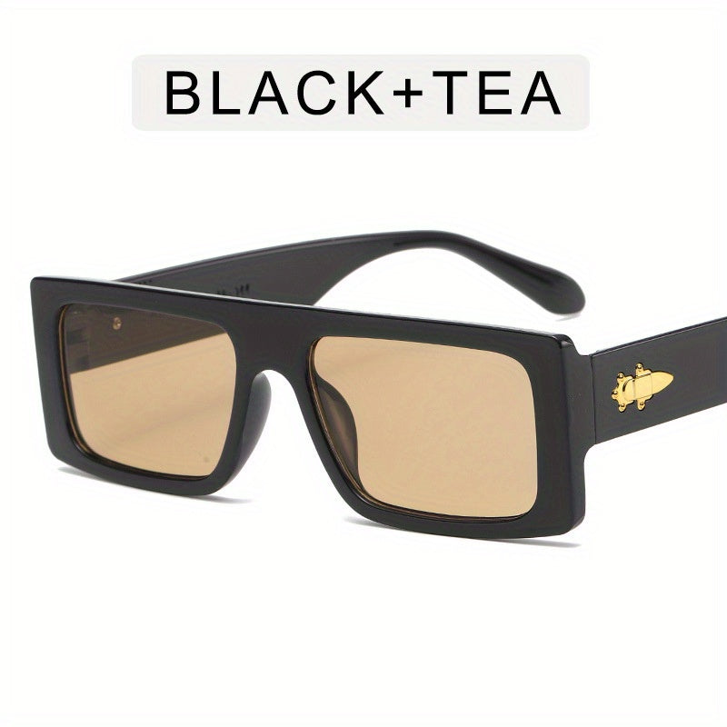 Rectangular Frame Sunglasses Vintage Flat Top UV400