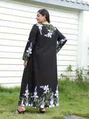 Boho Dress Women's Plus Floral Print Long Sleeve Maxi Dress