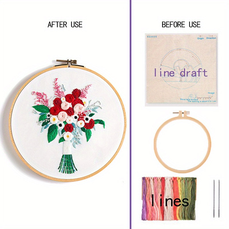 3D Flowers Embroidery Kit For Adults - DIY Home Decor Kit