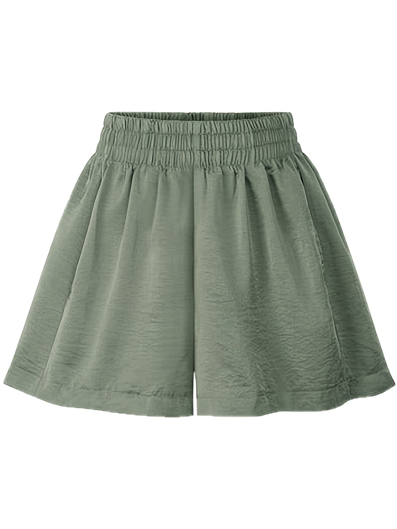 Solid Color Elastic Waist Shorts for Women