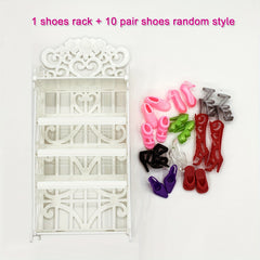 11.5 Inch Doll Shoe Collection - 10 Pairs of High Heel Boots, Sandals, and More