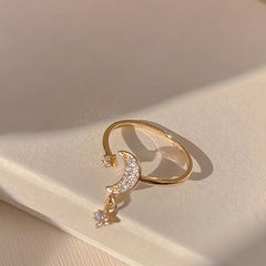Moon Star Ring Inlaid Zircons Light Jewelry For Female