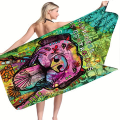 Dog Pattern Beach Towel Quick Drying Soft Absorbent Adult Beach Blanket