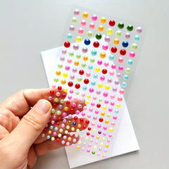 160pcs Colorful Pearl Rhinestone Stickers, Self-adhesive Face Decoration