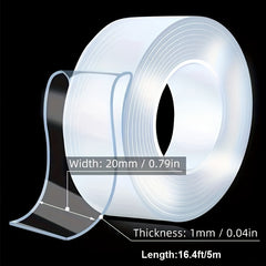 Heavy Duty Double Sided Tape Reusable Strong Adhesive Removable Washable