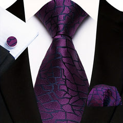 Men's Floral Paisley Striped Plaid Necktie Set