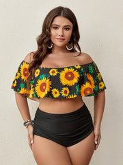 Sunflower Off Shoulder Ruffle Bikini Set
