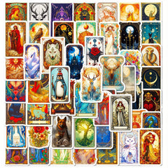 50pcs Dreamy Tarot Card Stickers Retro Style Graffiti Stick
