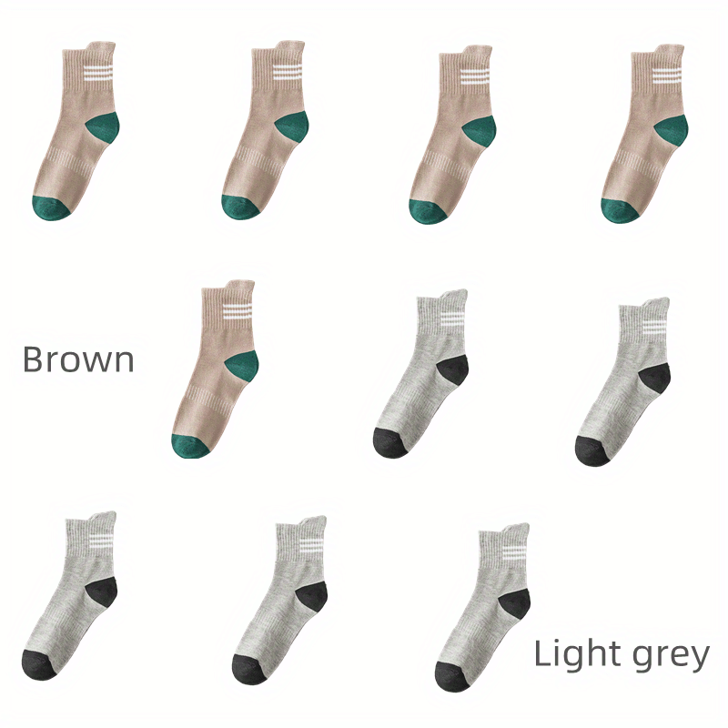10 Pairs Boys Block Socks Breathable Crew Socks Children's Socks