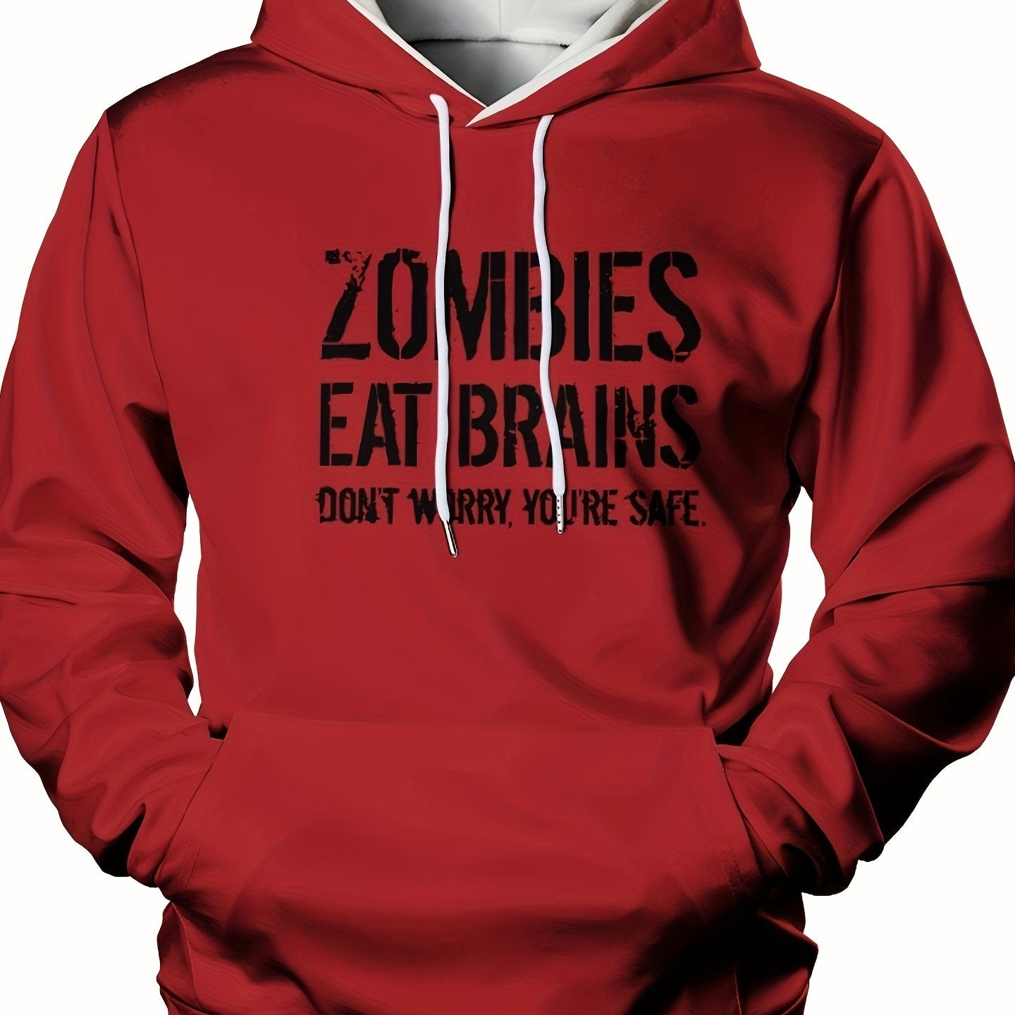 ZOMBIE EAT BRAINS Hoodie Men's Graphic Pullover Hooded