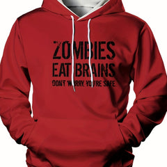 ZOMBIE EAT BRAINS Hoodie Men's Graphic Pullover Hooded