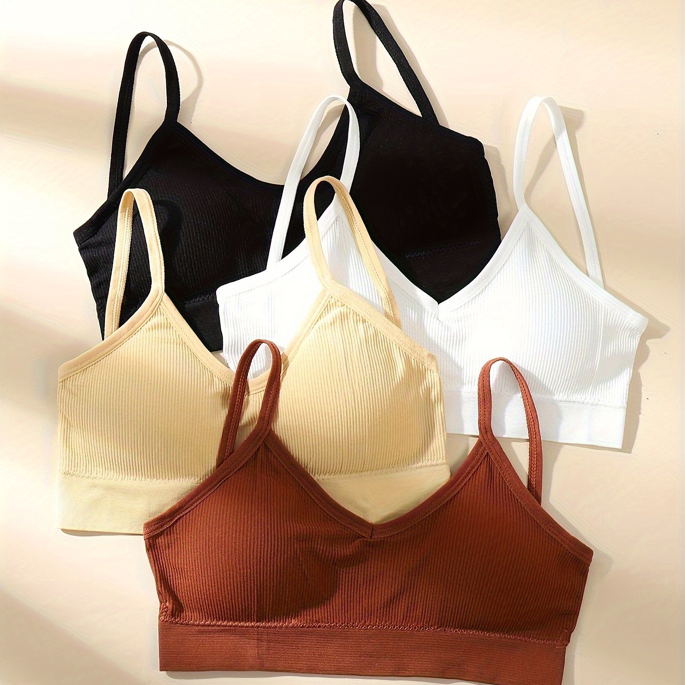 4pcs Wireless Bras Comfy & Breathable Intimates Bra Women's Lingerie
