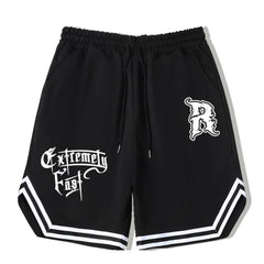 Fast Stripe Comfy Men's Shorts Elastic Waist Drawstring