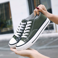 Women's Low Top Canvas Shoes Lace Up Lightweight Sneakers