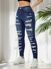 Sexy Jeans Women's Plus Ripped Skinny Jeans