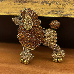 Pink Stone Poodle Brooch For Men