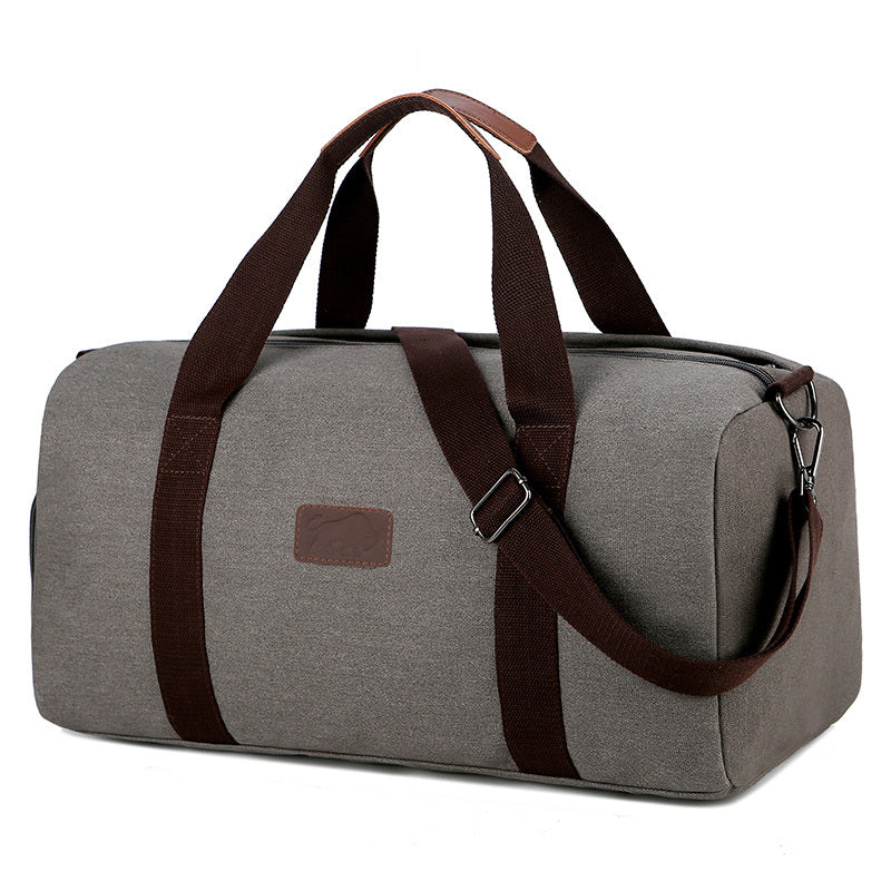 Solid Canvas Travel Bag Telescoping Handle Duffel Bag
