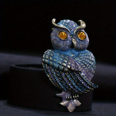 Enamel Owl Clip Vintage Men's Clothing Accessory