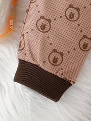 Baby Bear Print Sweatshirt Top & Athletic Trousers Set