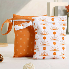 2pcs Elinfant Reusable Wet Dry Bags for Cloth Diapers Orange & Patterns