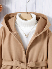 Girls' Casual Hooded Overcoat Tunic Fleece Warm Winter Coat