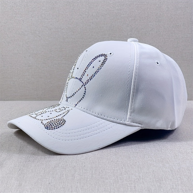 Rhinestone Rabbit Baseball Cap Sun Hat for Women
