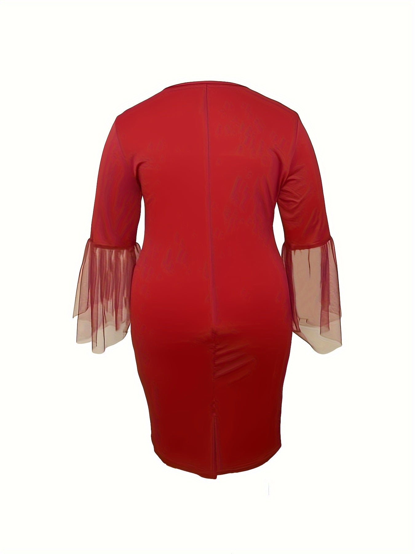 Mesh Sleeve Round Neck Formal Dress