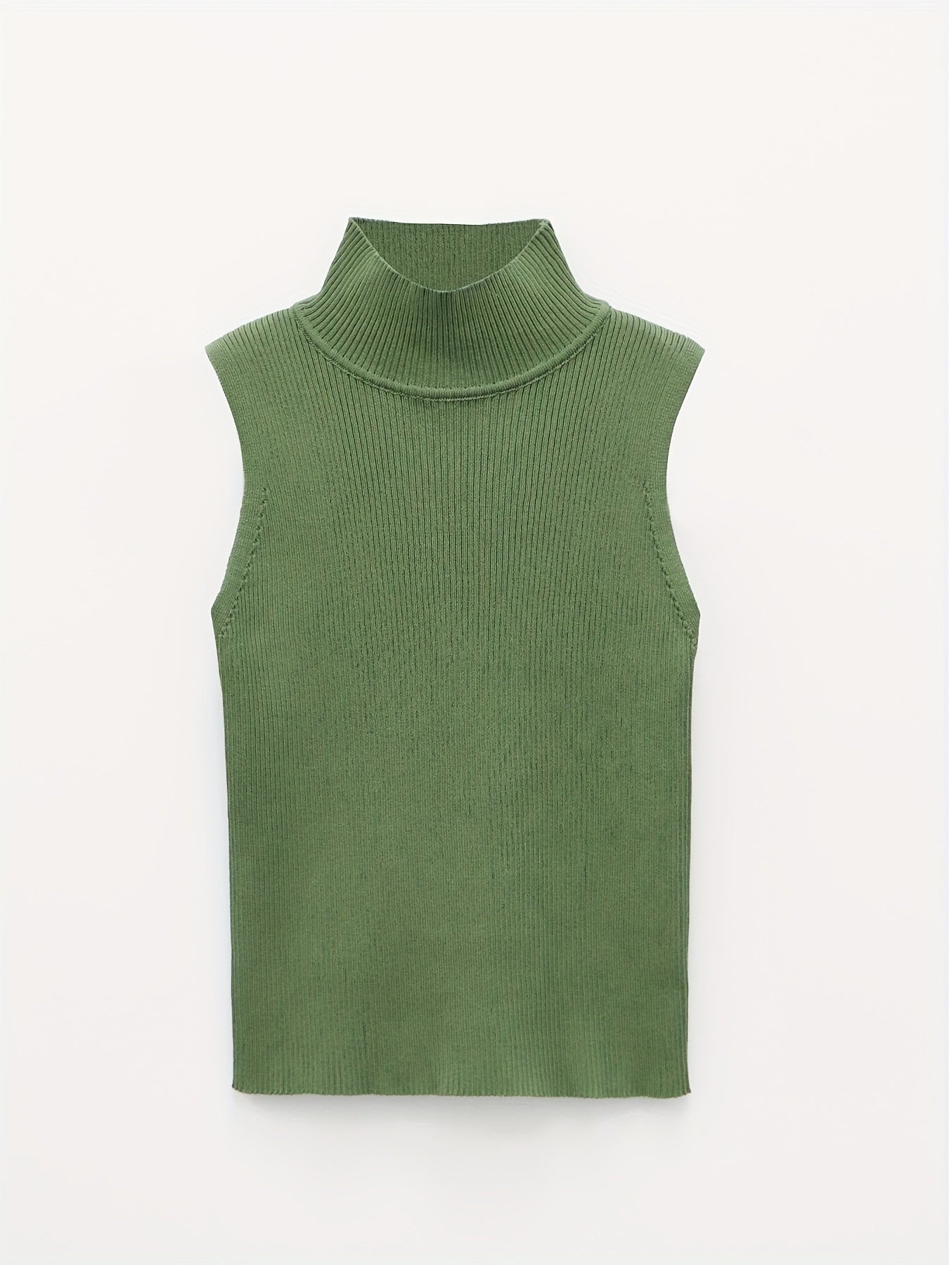 Skinny Ribbed Tank Top High Neck Sleeveless Solid Top