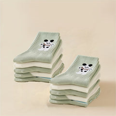 10 Pairs Bear Print Socks Cute & Cozy Tube Socks for Women