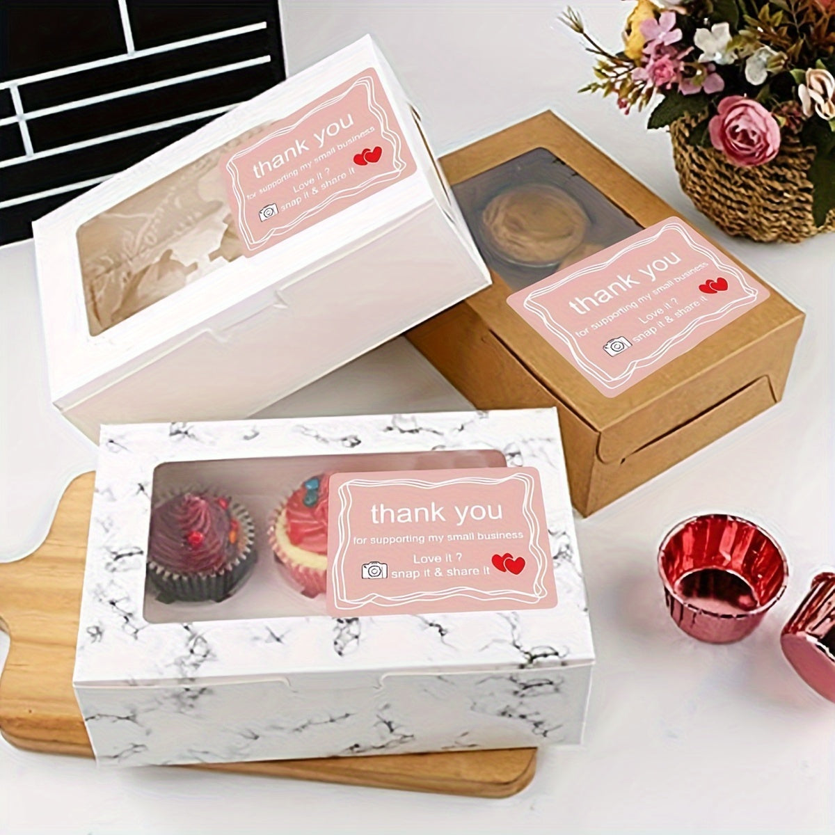 500pcs Vintage Camera Stickers 3 81 5 08 cm Pink Thank You Small Business