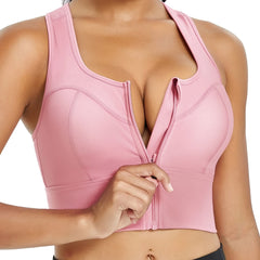 Front Zip Sports Bra Racerback Hollow Out Top Women's Activewear