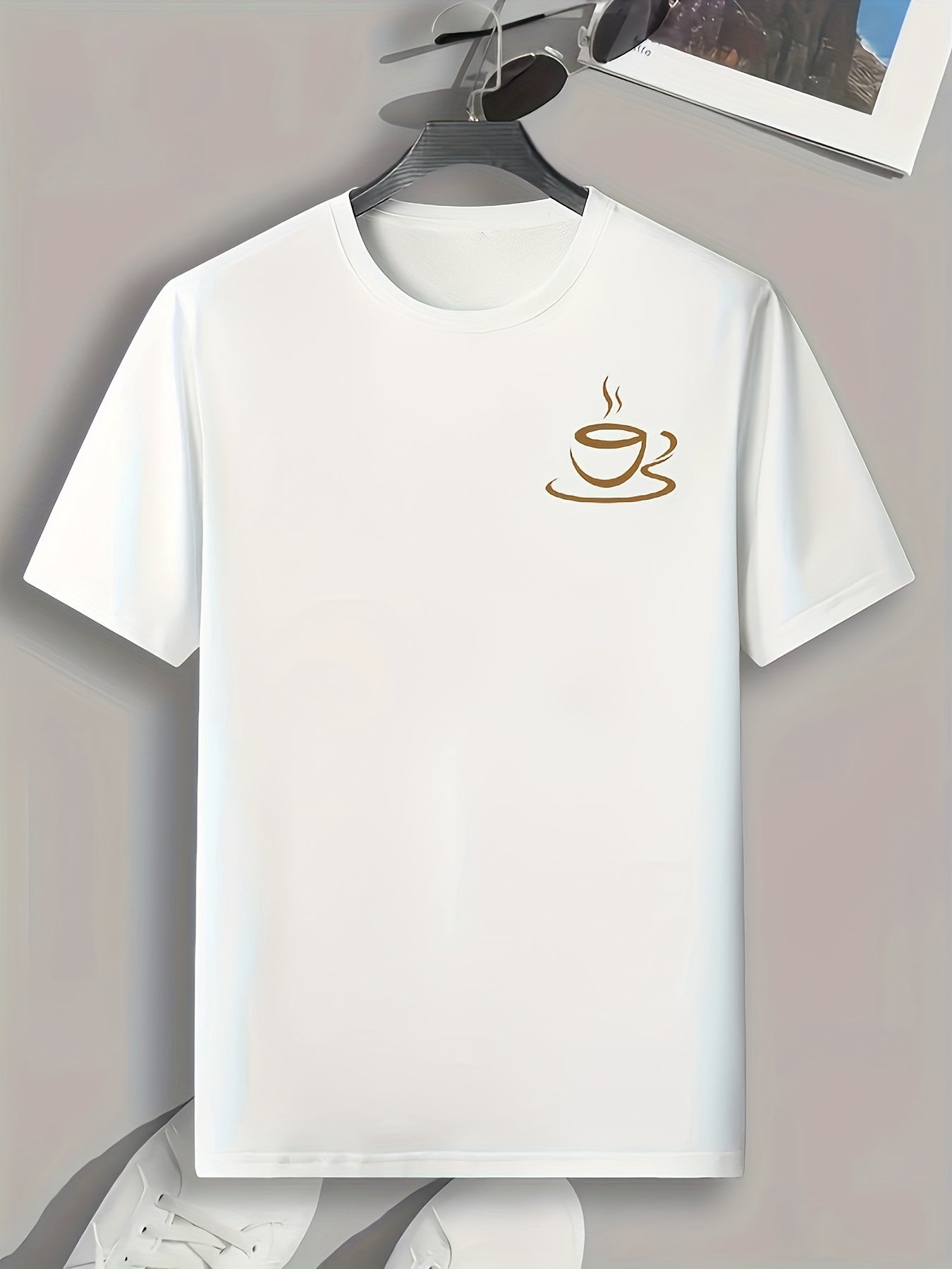 Men's Coffee Print Tee Outdoor Summer T-shirt