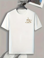 Men's Coffee Print Tee Outdoor Summer T-shirt