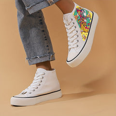 Girl's Cartoon High Top Skate Shoes Non Slip Lace Up Sneakers
