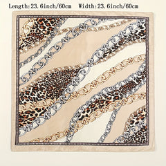 Leopard Chain Print Square Scarf Neckerchief Hair Accessory for Women