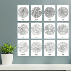 Large Cities Circle Maps Stickers for Children - Set of 1