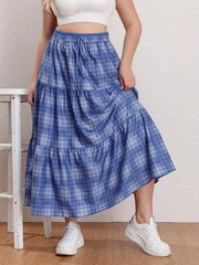 Ombre Houndstooth Print Maxi Skirt