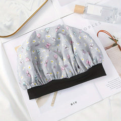 Butterfly Print Satin Bonnet Solid Night Cap Soft Hair Bonnet